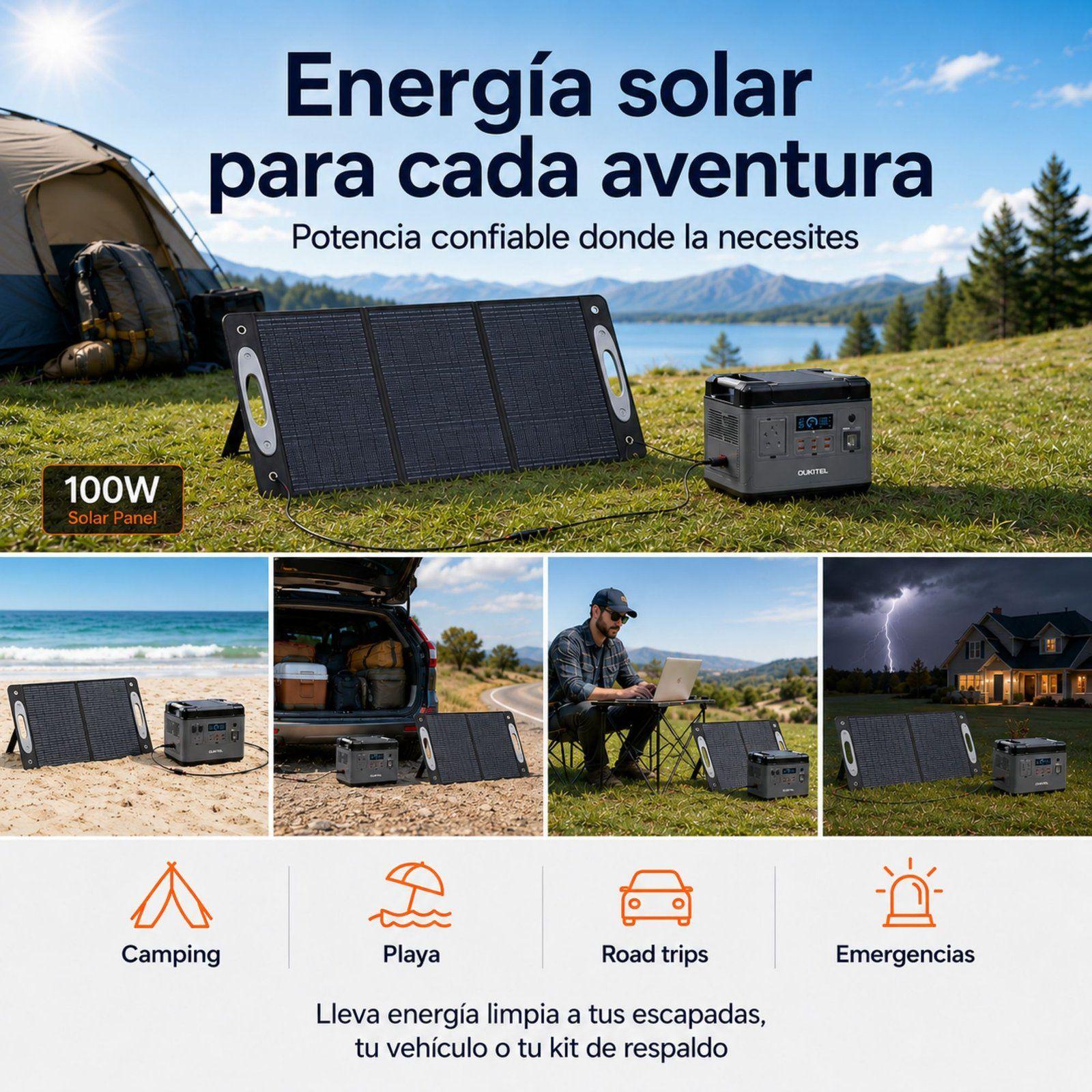 Panel Solar Portatil OUKITEL 100W Monocristalino e IP68-8