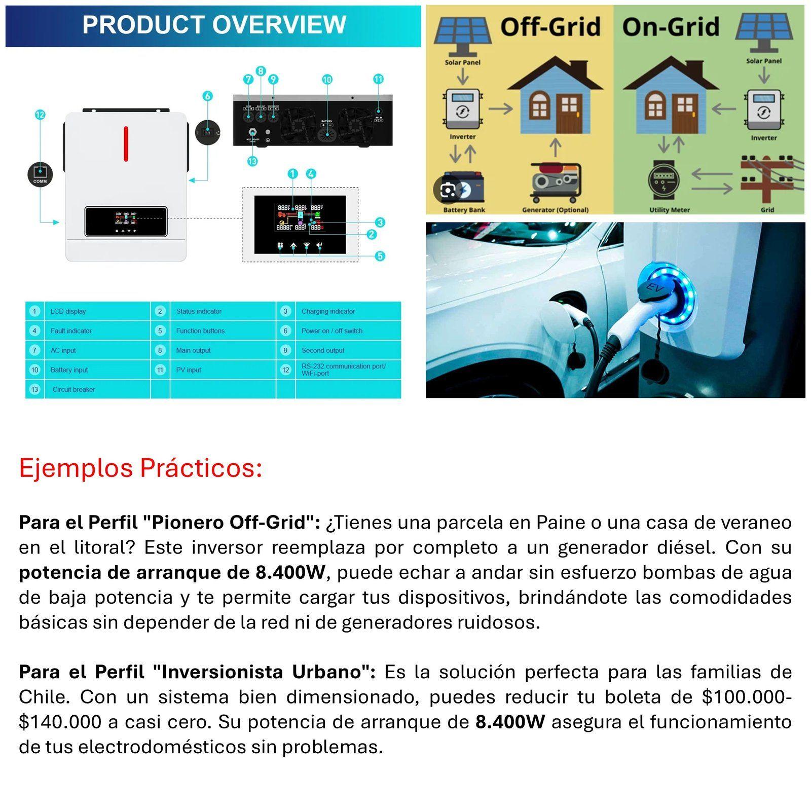 Inversor Solar Con Wifi Híbrido 4.2kw, Potencia Pico 8.400w-2