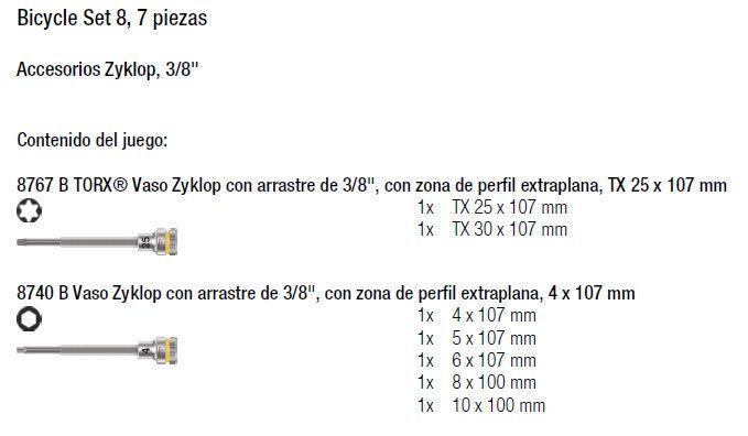 Juego de Puntas Largas Bicycle Set 8 3/8" (7 Piezas)-3