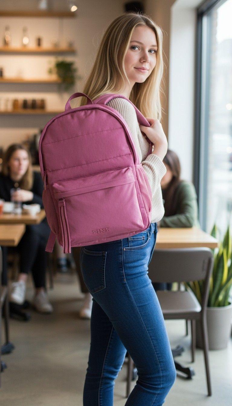 Mochila Pink Victoria Secret Quilted Puffer-3