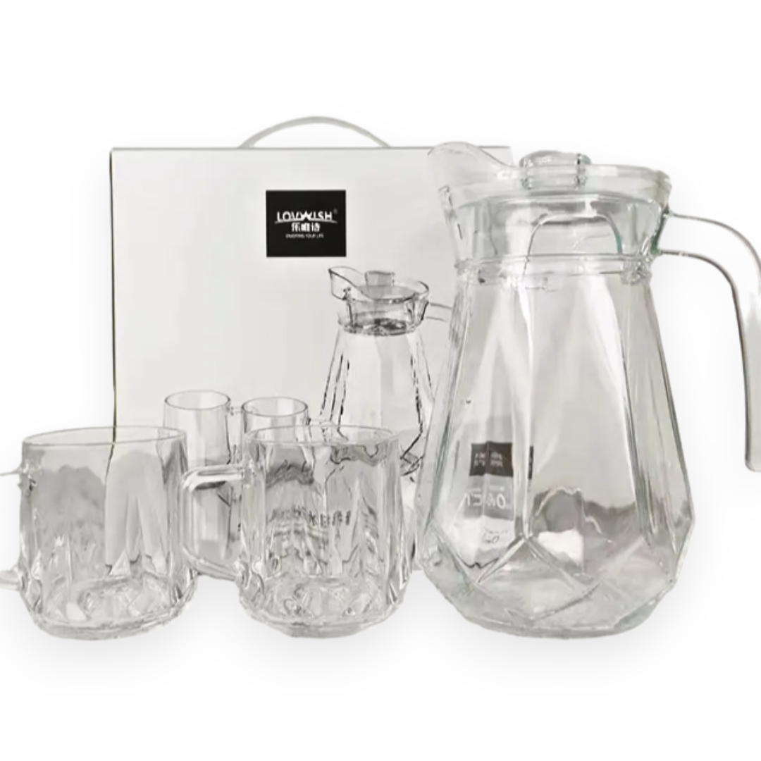 SET Jarra de vidrio 1,2Lt + 4 tazas-0