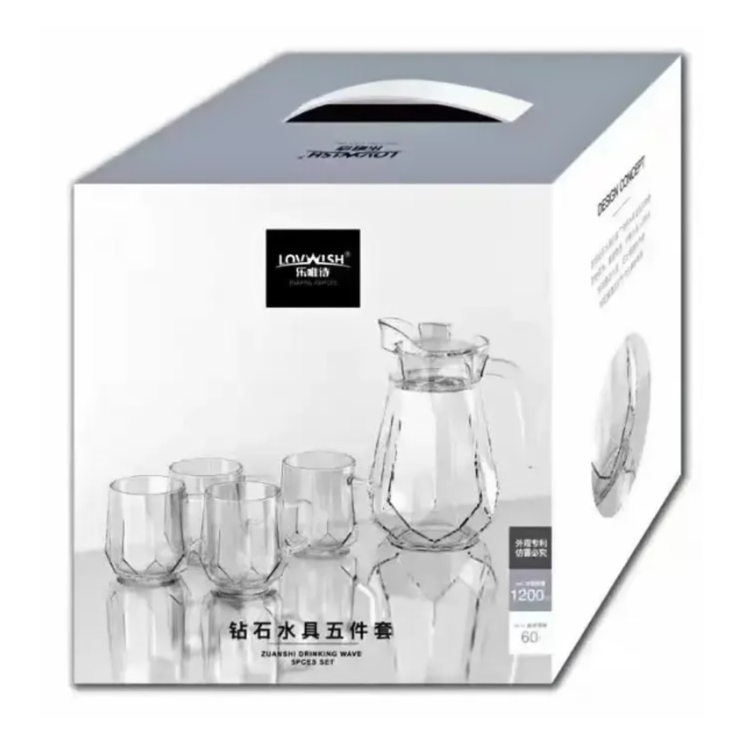 SET Jarra de vidrio 1,2Lt + 4 tazas-3