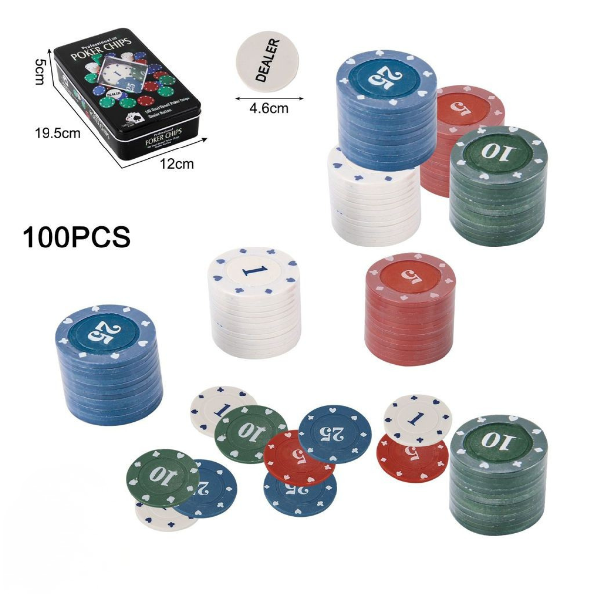 Set 100 Fichas De Poker Numeradas Dealer Estuche Metal-2