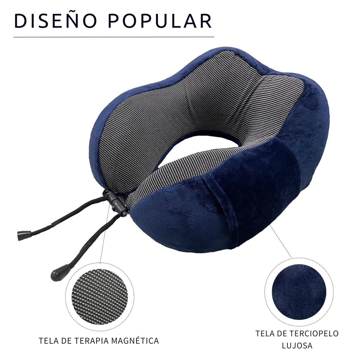 Almohada Viaje Cuello Espuma Memoria Con Bolsillo Celular-2