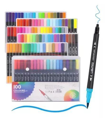 Lettering 100 Colores Dual Tipbrush Pens Plumon Doble Pincel-1