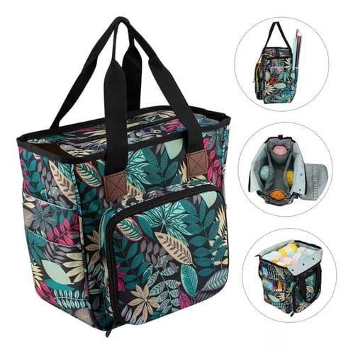 Bolso Porta Tejido Lana Palillos Crochet Tipo Cartera Grande-0