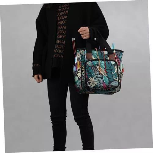 Bolso Porta Tejido Lana Palillos Crochet Tipo Cartera Grande-2