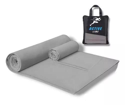 Toalla De Microfibra Set X2 120x60 80x30 + Estuche Colores GRIS-0