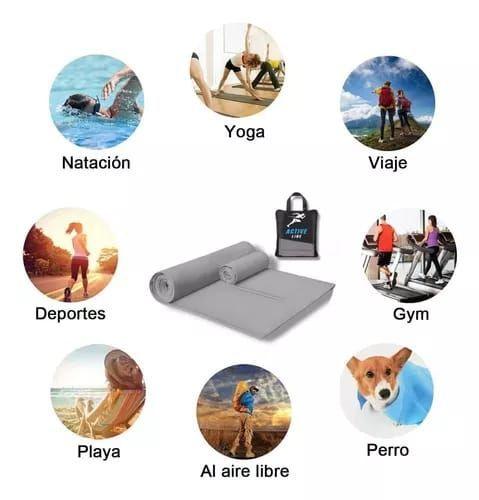 Toalla De Microfibra Set X2 120x60 80x30 + Estuche Colores GRIS-3