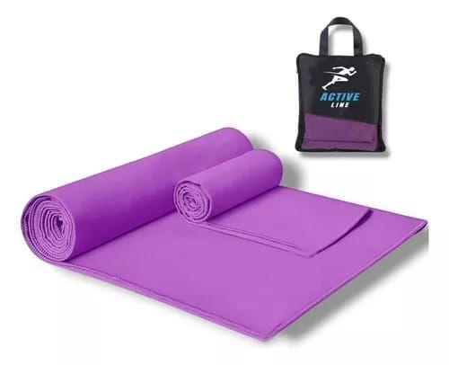 Toalla De Microfibra Set X2 120x60 80x30 + Estuche Colores GRIS-0