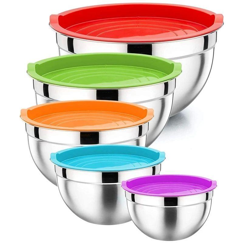 SET 5 BOWLS ACERO INOXIDABLE CON TAPA-0