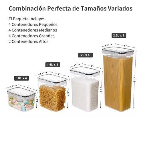 14 ENVASES HERMÉTICOS TUPPER RECIPIENTES MEDIDORES ALIMENTOS-1