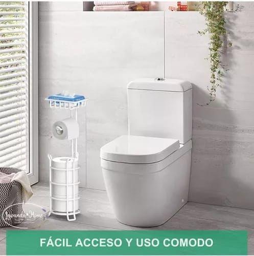 SOPORTE DE PAPEL HIGIÉNICO CONFORT PEDESTAL ORGANIZADOR BAÑO CON BASE BLANCO-1