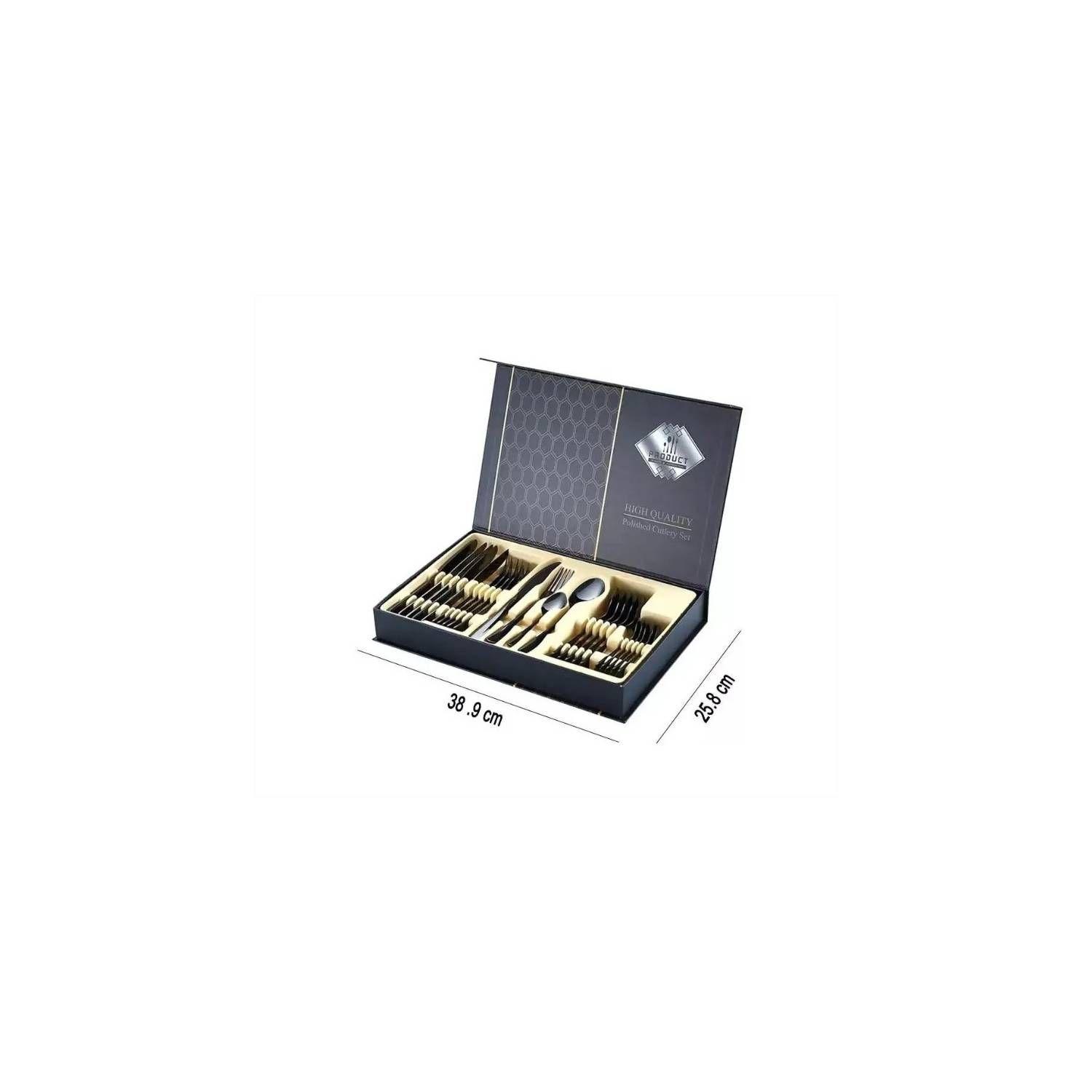 Set De Servicios Acero Inoxidables NEGRO servicios 24pcs-2