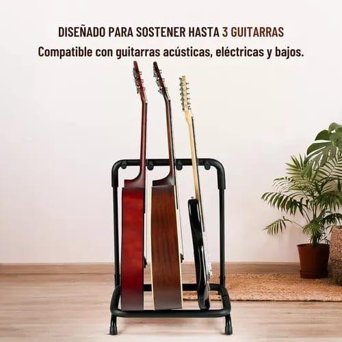 Soporte Guitarra Atril Soporte Triple Para Guitarra Bajo Pie-4