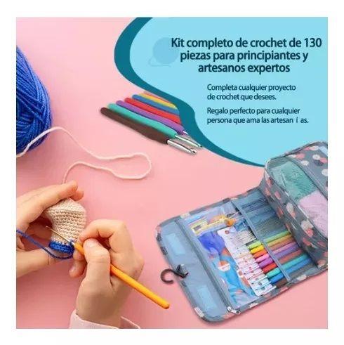 Set Con Estuche Crochet Silicona Accesorios Para Tejer-2