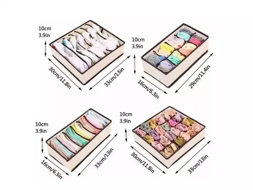SET DE 4 ORGANIZADOR DE ROPA INTERIOR PLEGABLE PARA CAJONES-1