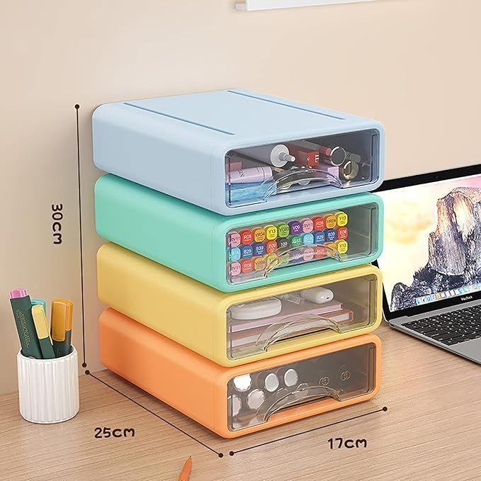 PACK 4 ORGANIZADOR MUEBLES ESCRITORIO APILABLES PEQUEÑOS-2
