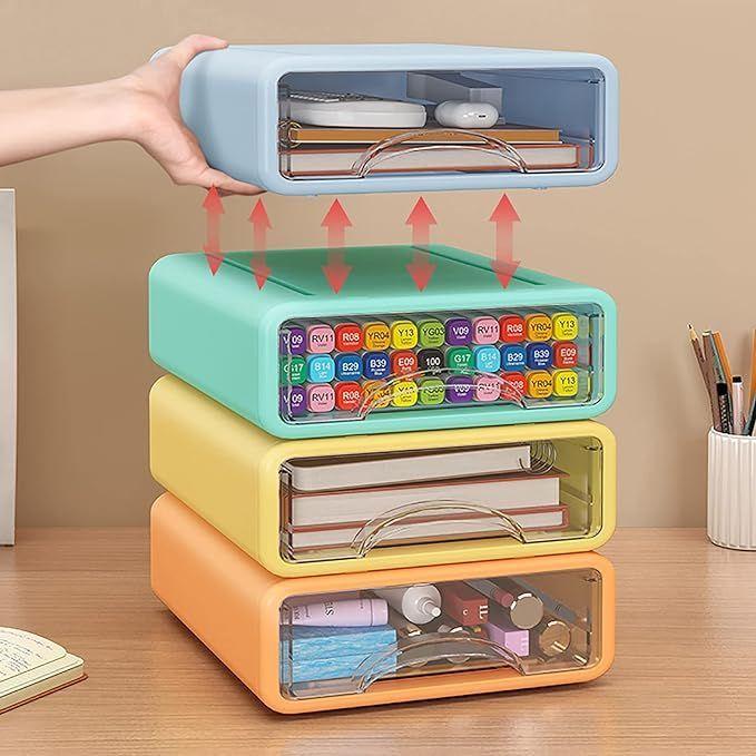 PACK 4 ORGANIZADOR MUEBLES ESCRITORIO APILABLES PEQUEÑOS-3