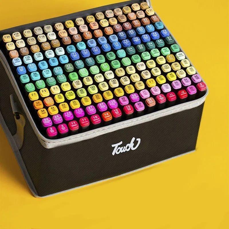 168 LÁPICES PARA COLOREAR MARCADORES DOBLE PUNTA + ESTUCHE-0