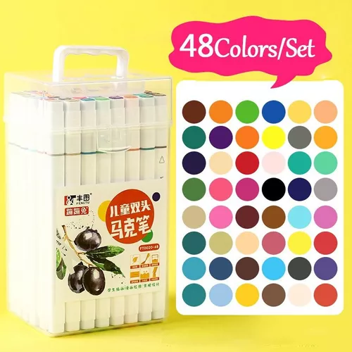 Marcadores 48 Lápices Colores Tipo Touchfive Doble Punta CAJA PLASTICA-4