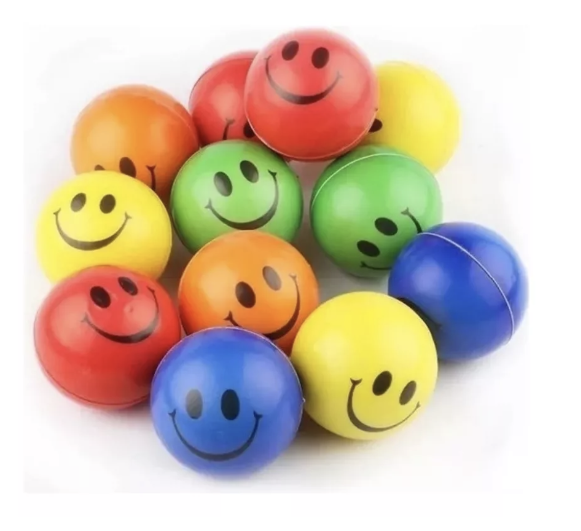 Pack 12 Mini Pelota Antiestrés Emoji Feliz Colores Sensorial-0
