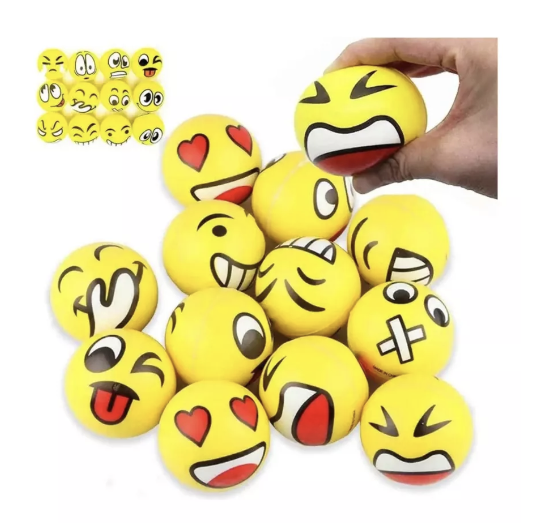 Pack 12 Mini Pelota Antiestrés Emoji Feliz Colores Sensorial-1