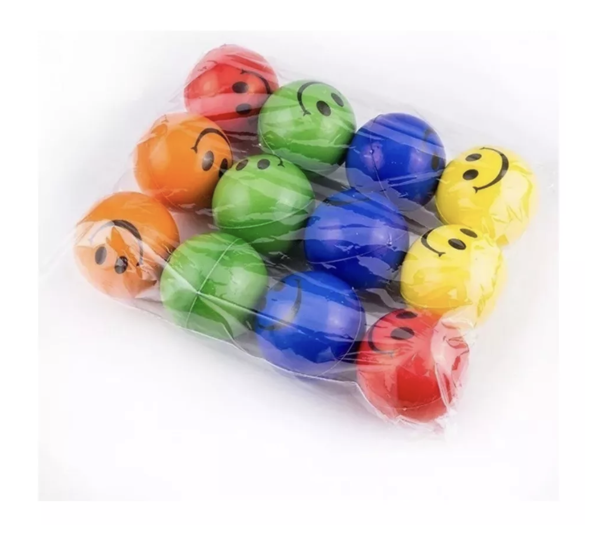 Pack 12 Mini Pelota Antiestrés Emoji Feliz Colores Sensorial-2
