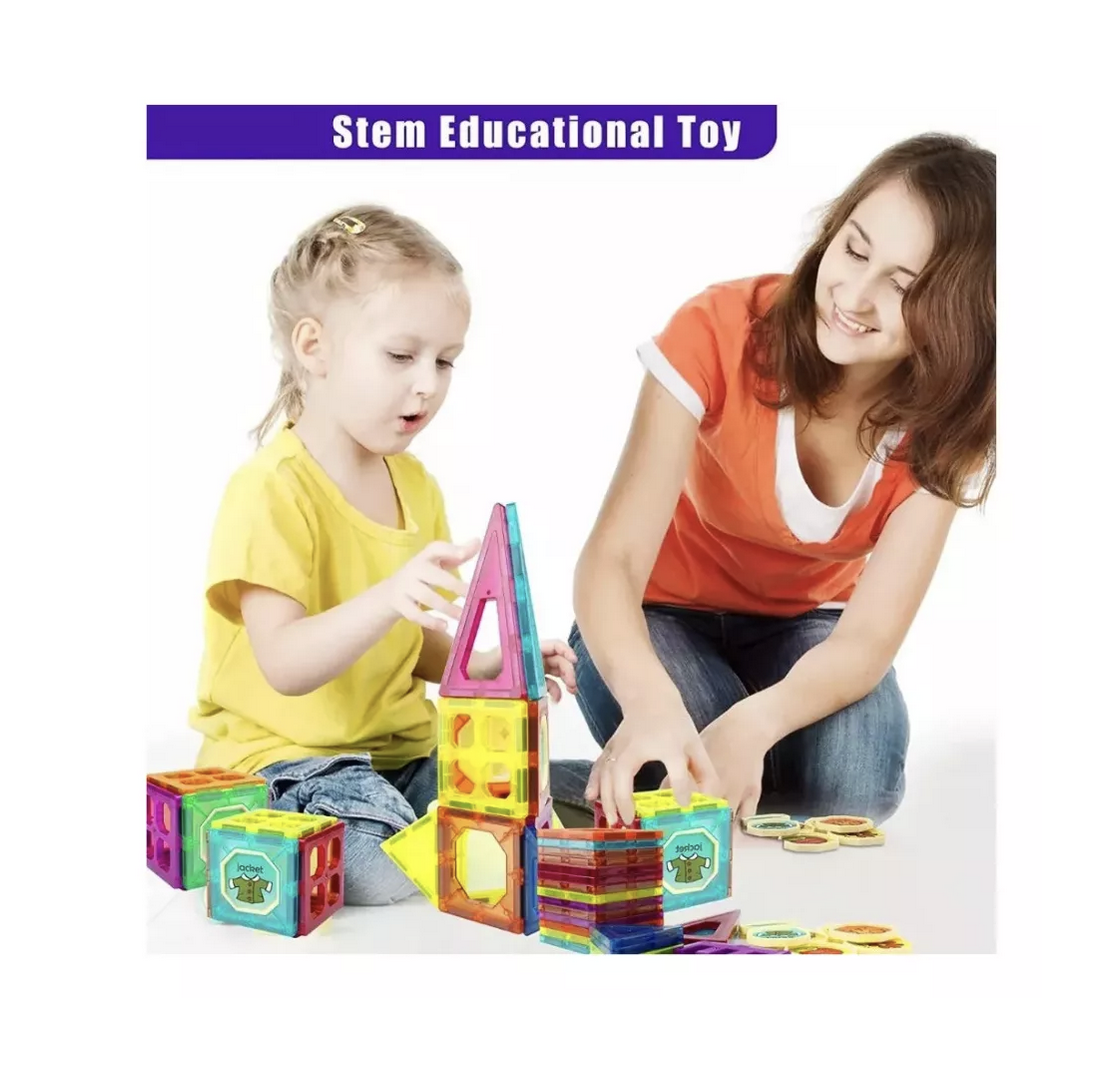 Bloques Magnéticos Genéricos 32 Piezas - Auto Cohete Didactico-1