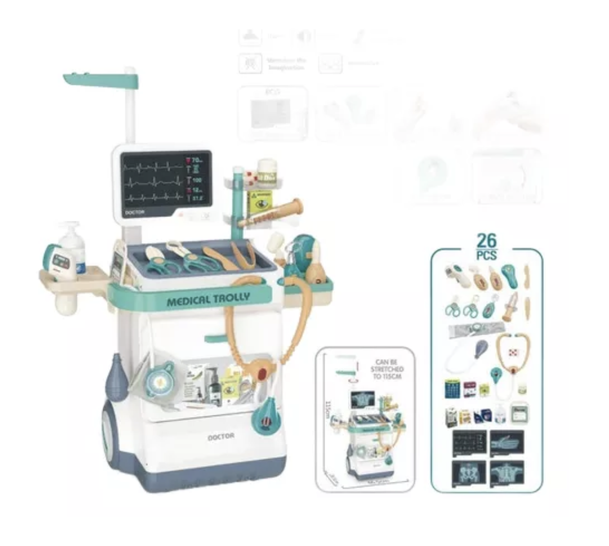 Set De Juego Consultorio Medico Electrocardiograma 26 Pzas-5