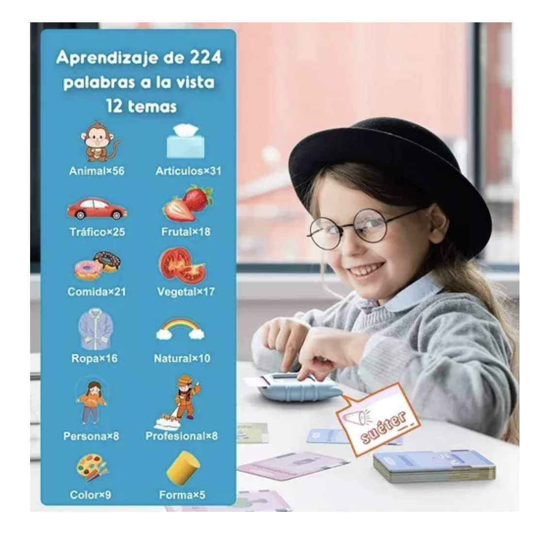 Juguetes Aprendizaje Tarjetas Lectura Español 224 Palabras-1