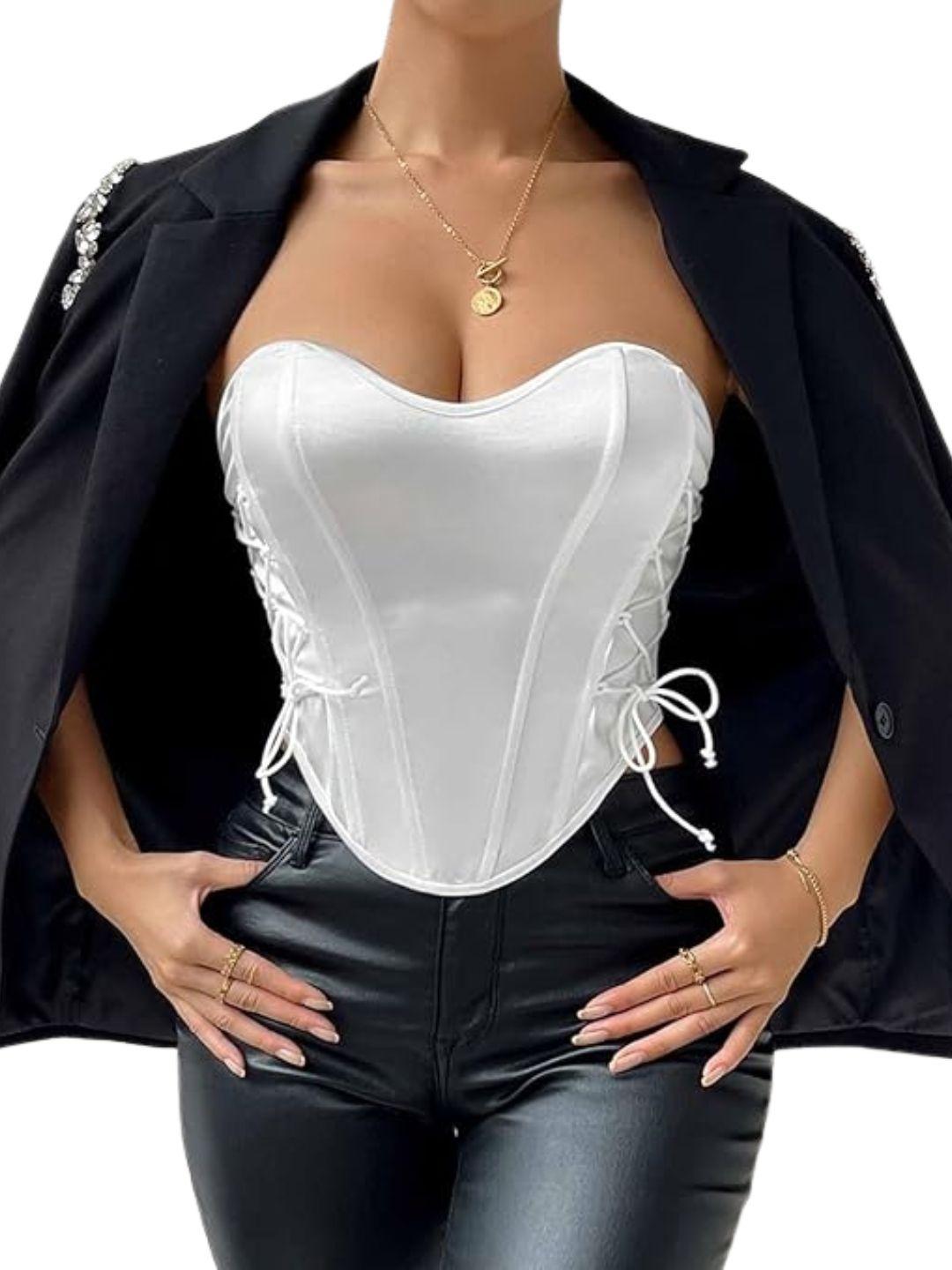Corset Top Satinado Ajustable, Realza Busto Y Cintura. Sexy 005-4