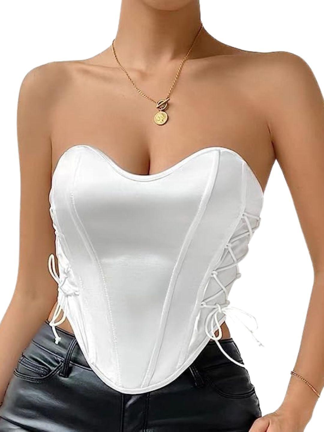 Corset Top Satinado Ajustable, Realza Busto Y Cintura. Sexy 005-3