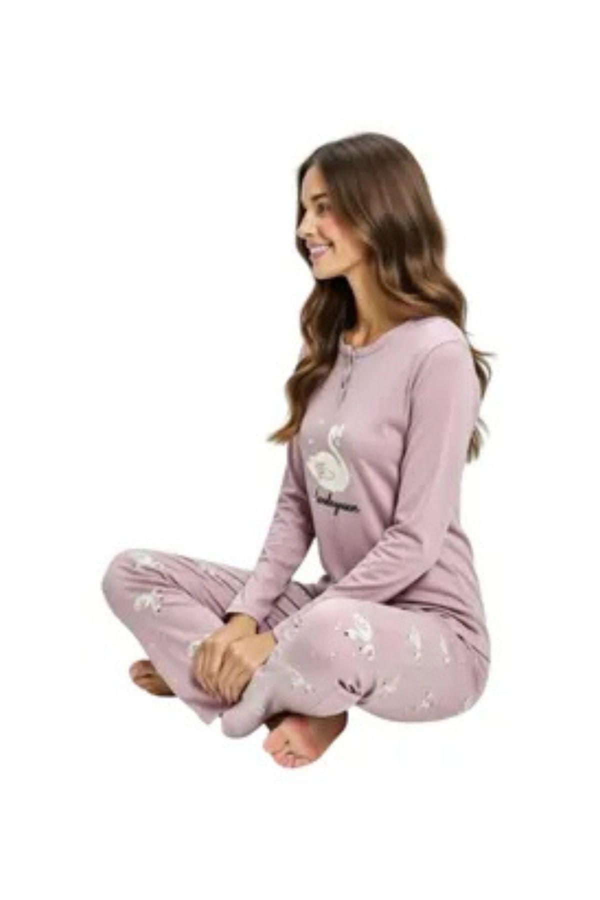 Pijama Mujer Micropolar. Flamengo. Dos Botones 495-2