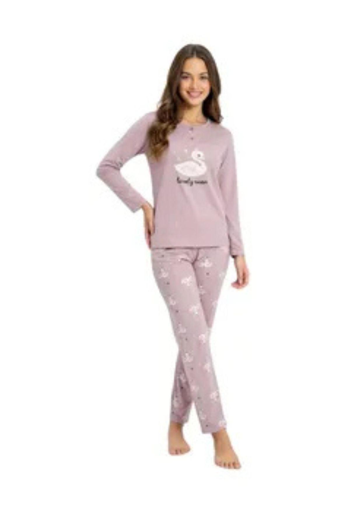 Pijama Mujer Micropolar. Flamengo. Dos Botones 495-3