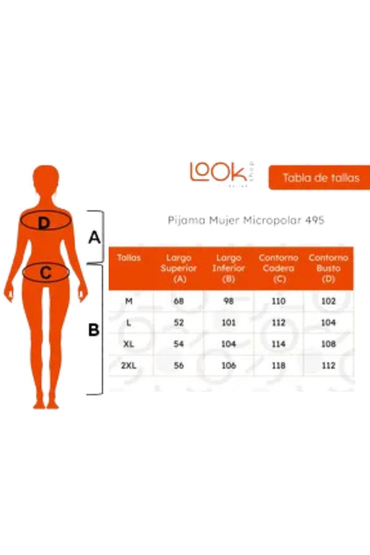 Pijama Mujer Micropolar. Flamengo. Dos Botones 495-5