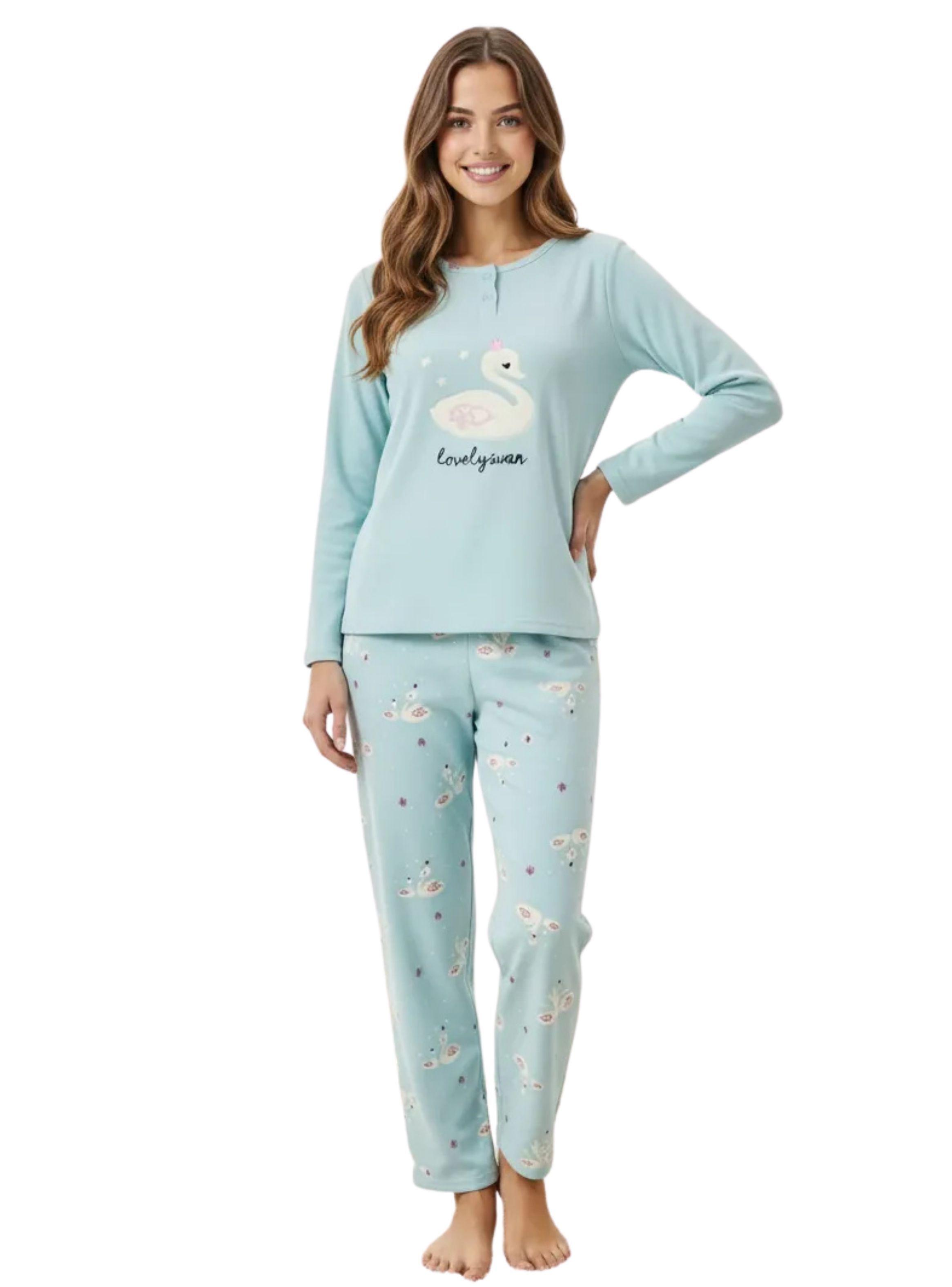 Pijama Mujer Micropolar. Flamengo. Dos Botones 495-0