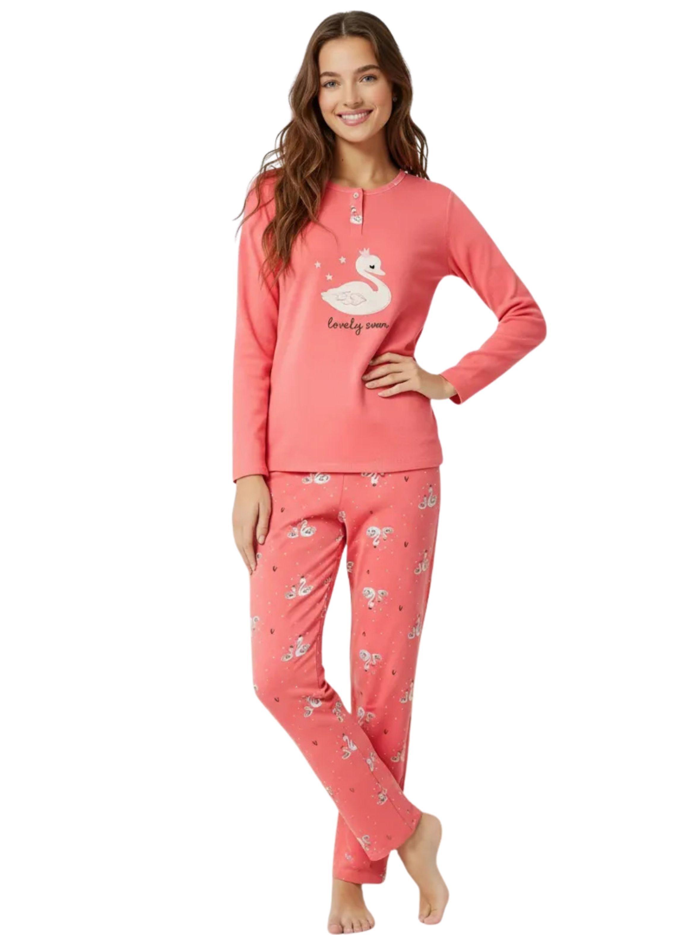 Pijama Mujer Micropolar. Flamengo. Dos Botones 495-0