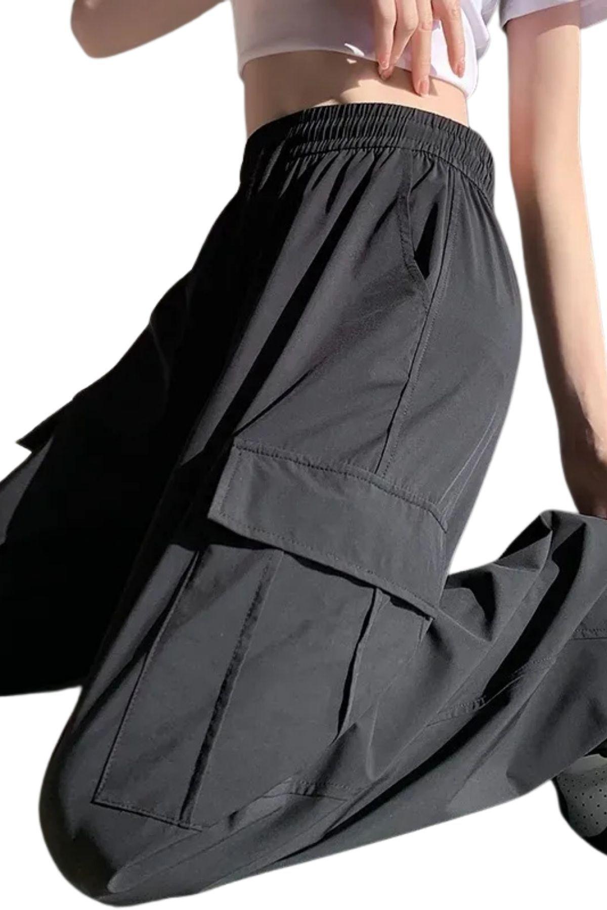 Pantalón Cargo Verano Mujer.tela Secado Rápido Con Bolsillos 2609-3
