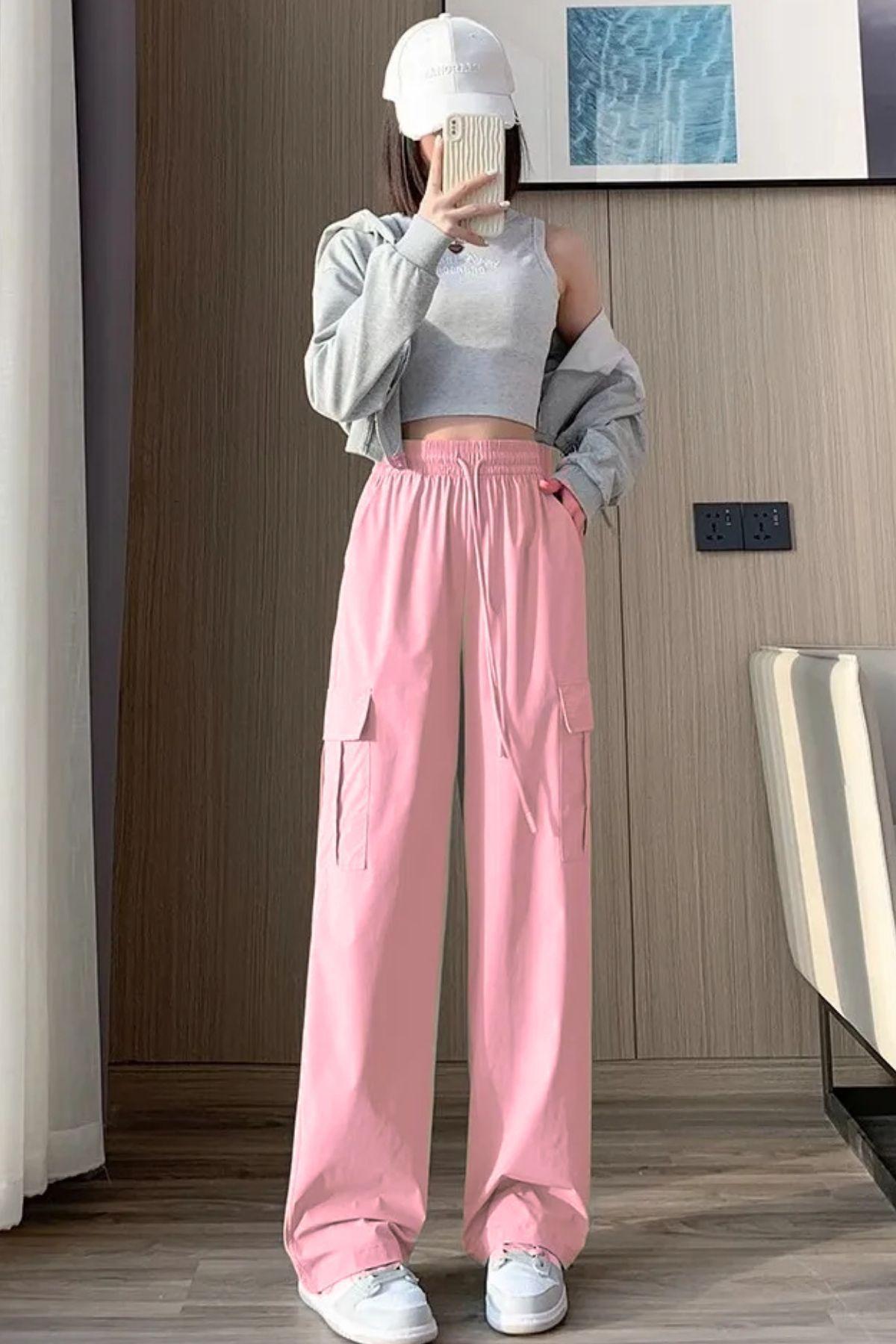 Pantalón Cargo Verano Mujer.tela Secado Rápido Con Bolsillos 2609-0