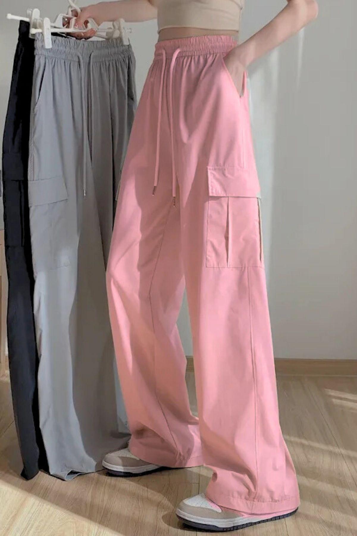 Pantalón Cargo Verano Mujer.tela Secado Rápido Con Bolsillos 2609-2