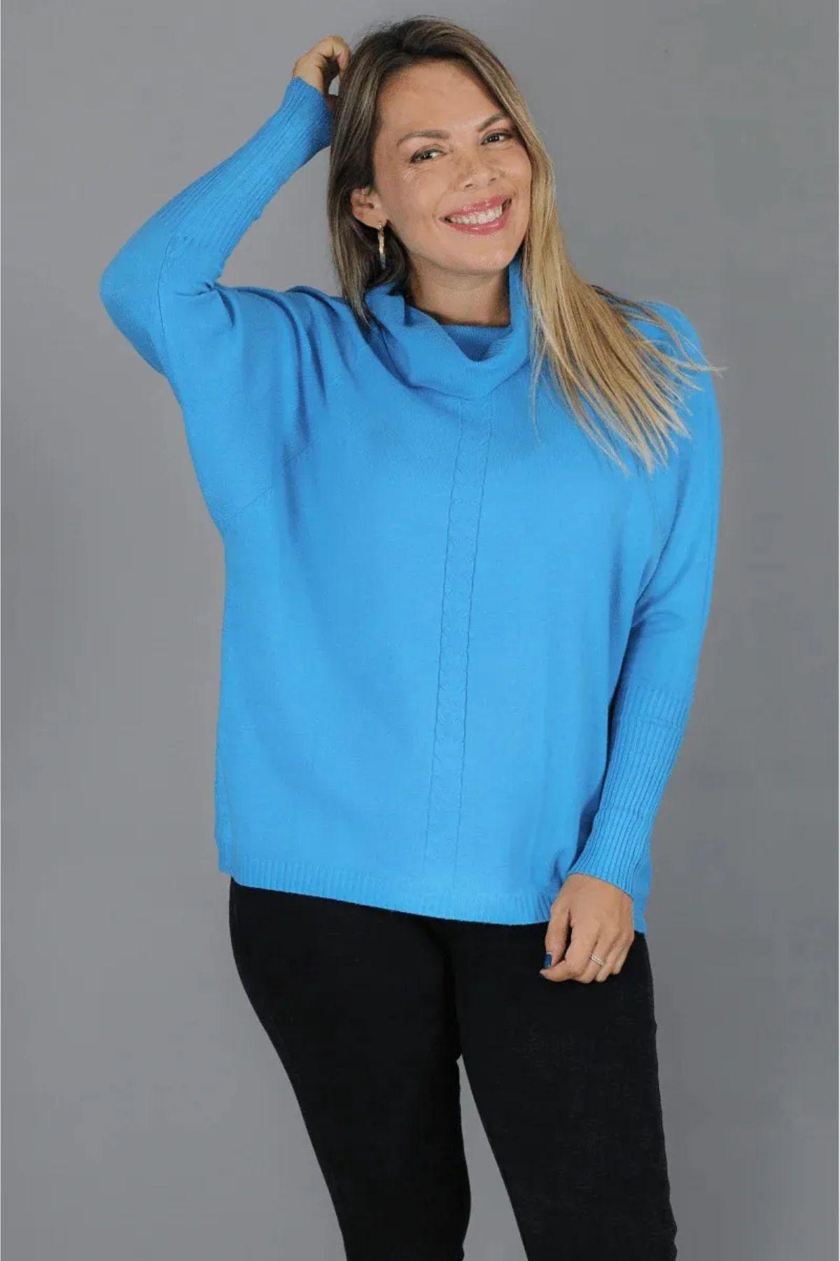 Tejido Tipo Spandex. Manga Larga. Sweater Cuello Alto Hilo. 6021-2