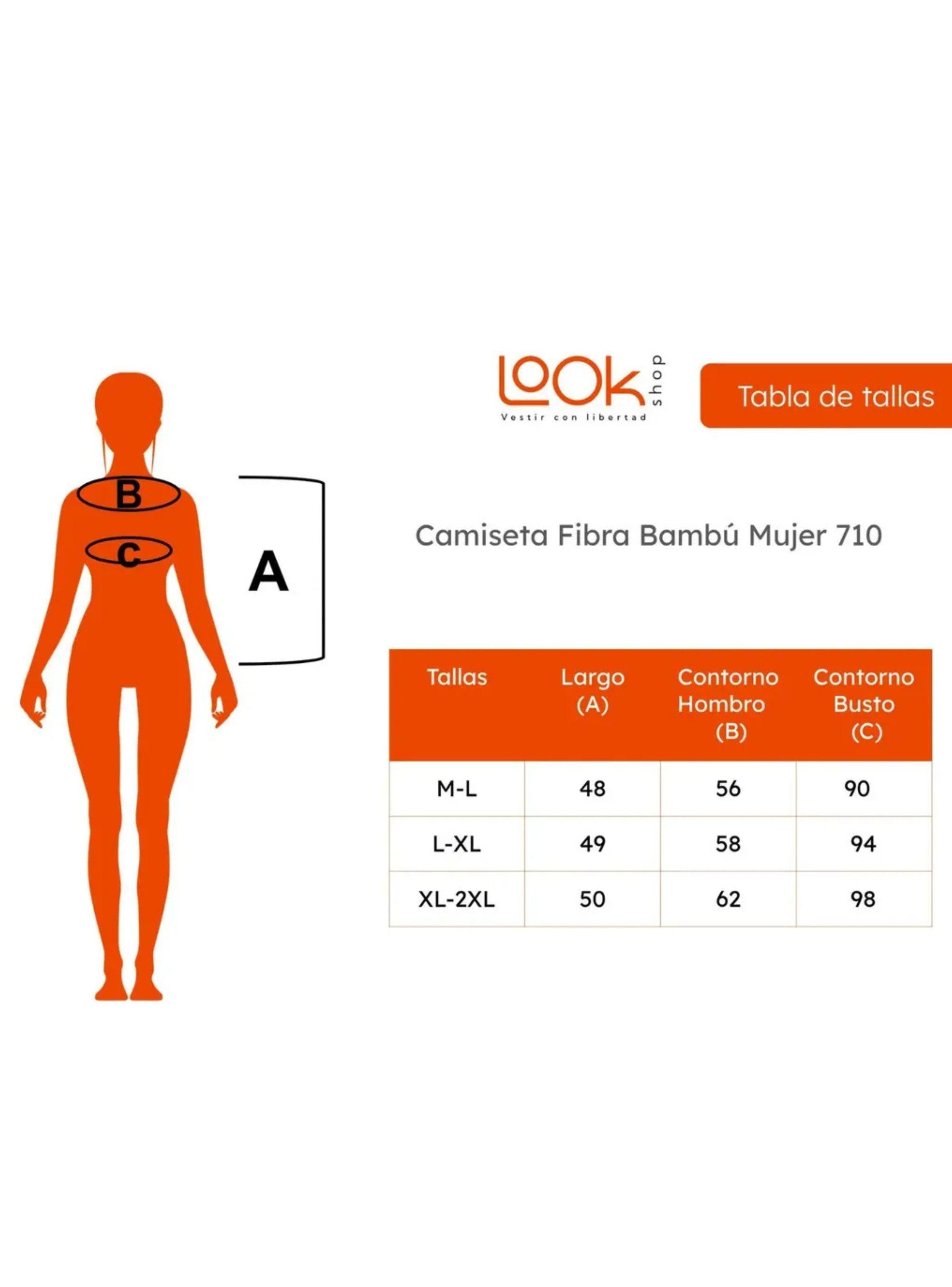 Camiseta Fibra Bambú Mujer Pabilos. Elasticada. Colores. 710-7