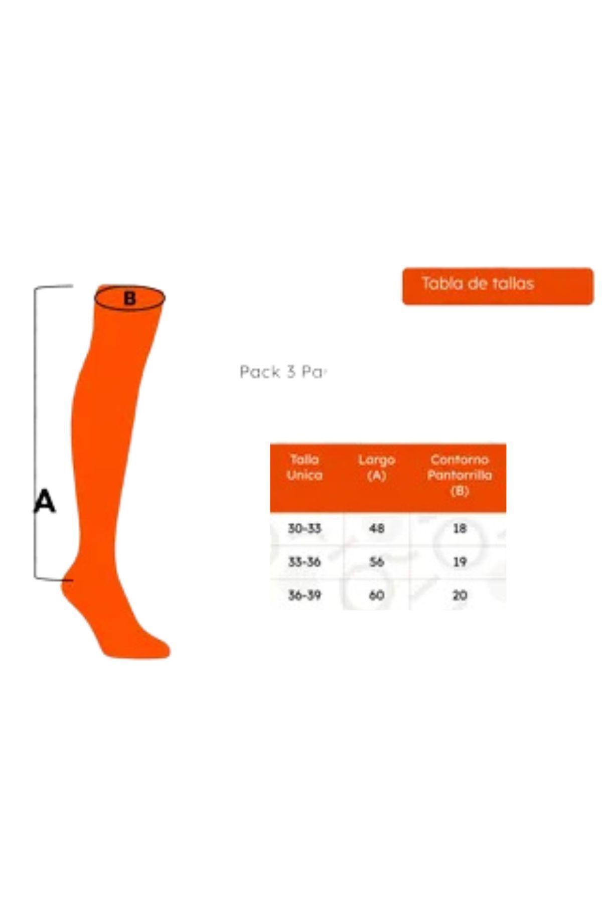 Pack 3 Pares Bucaneras Escolares. Calceta Larga Colores. -4
