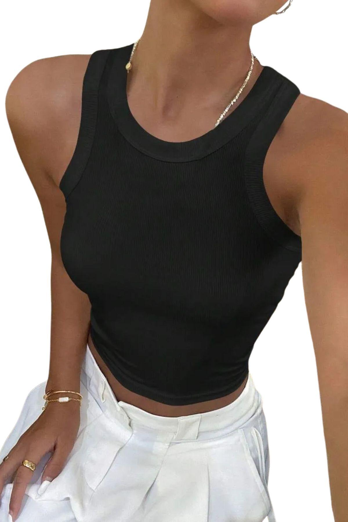 Top Acanalado. Camiseta Sin Mangas Mujer, Polera Invierno. 002-3
