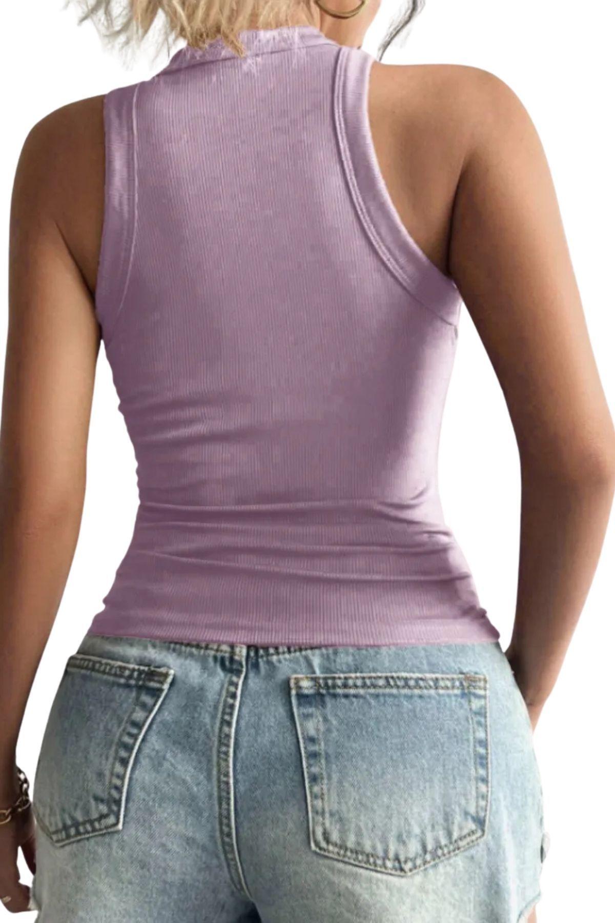 Top Acanalado. Camiseta Sin Mangas Mujer, Polera Invierno. 002-2