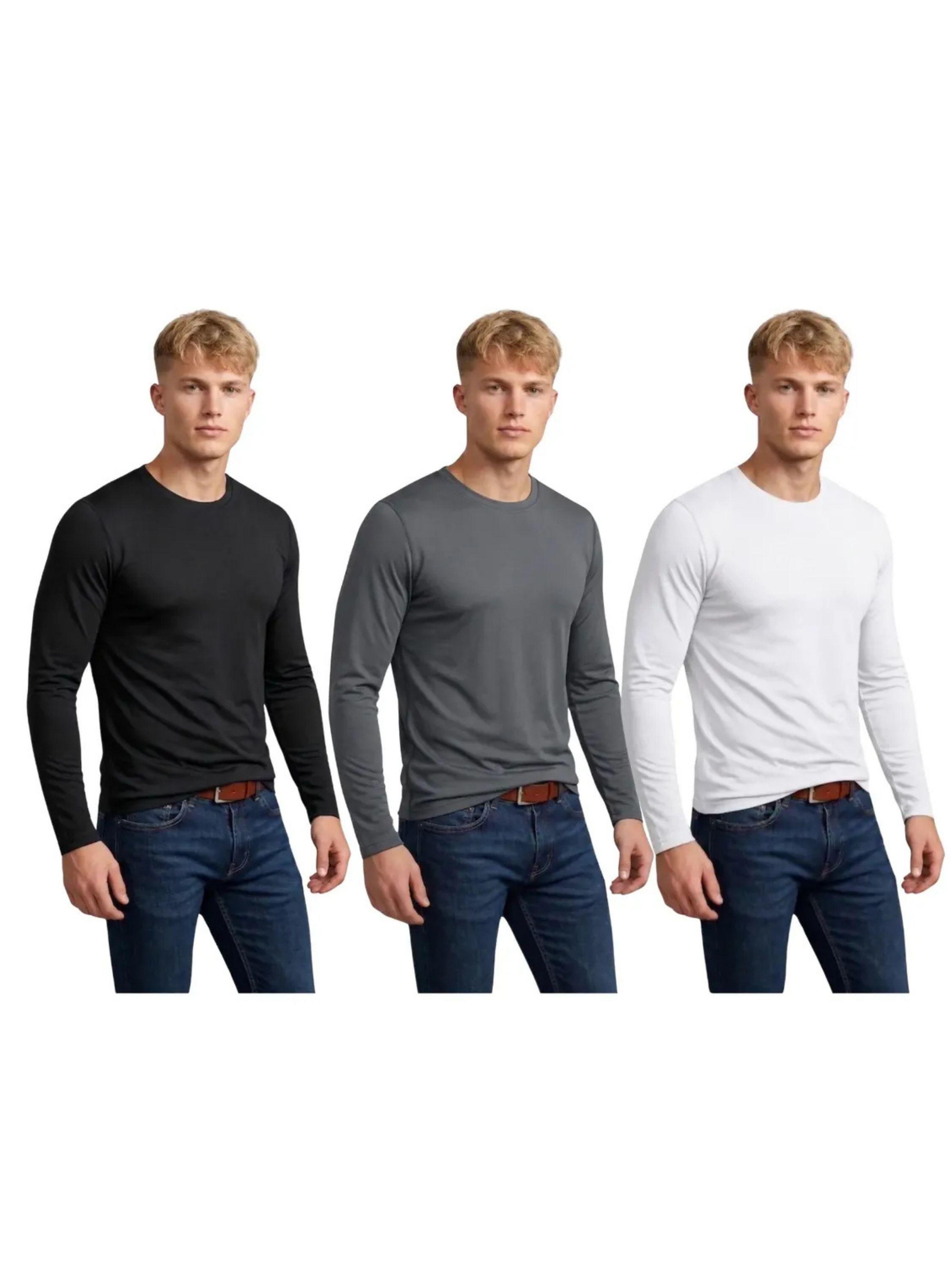Pack 3 Camiseta Polar Manga Larga Hombre y Juvenil Forro Polar 006-1