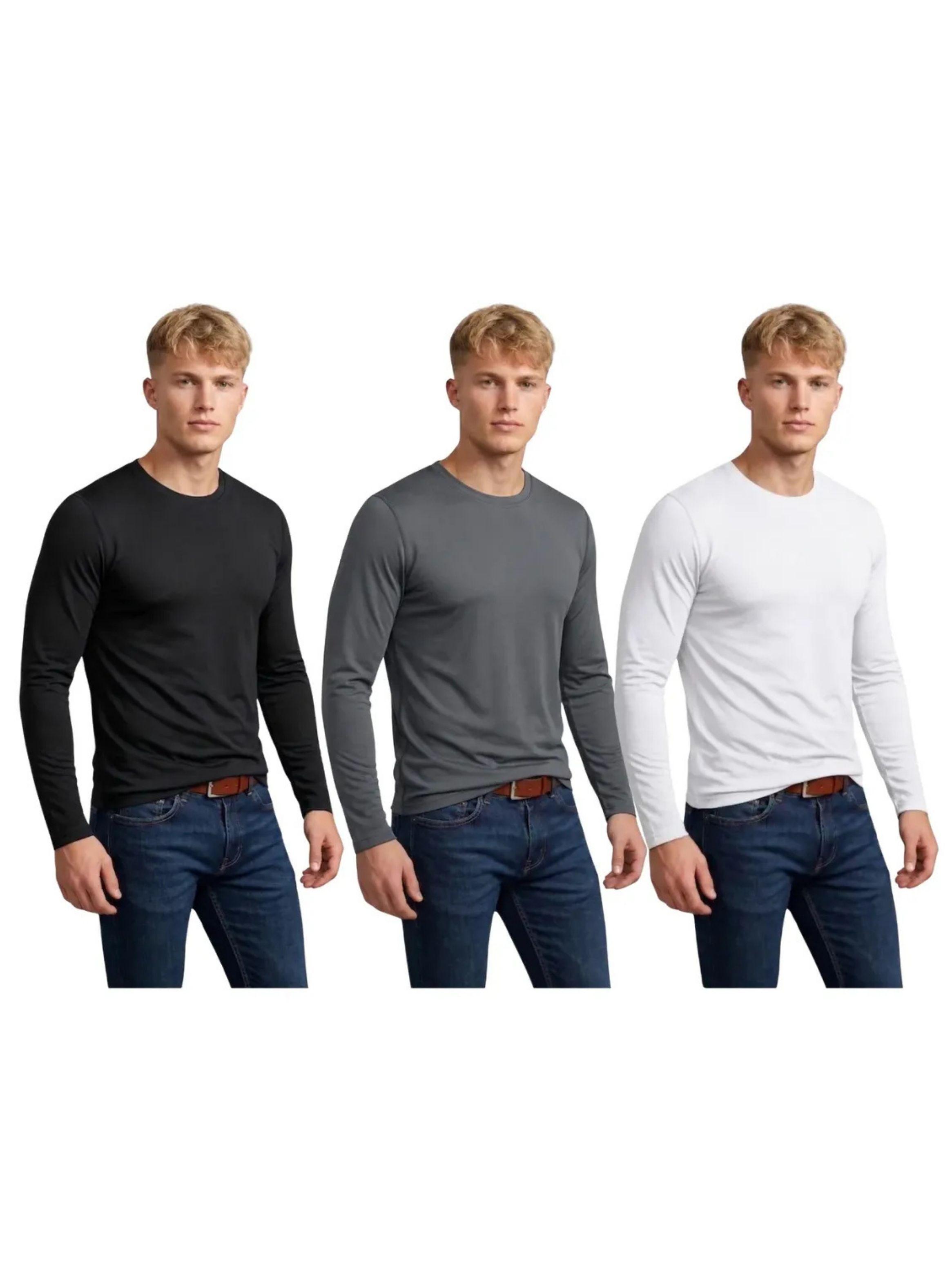 Pack 3 Camiseta Polar Manga Larga Hombre y Juvenil Forro Polar 006-0