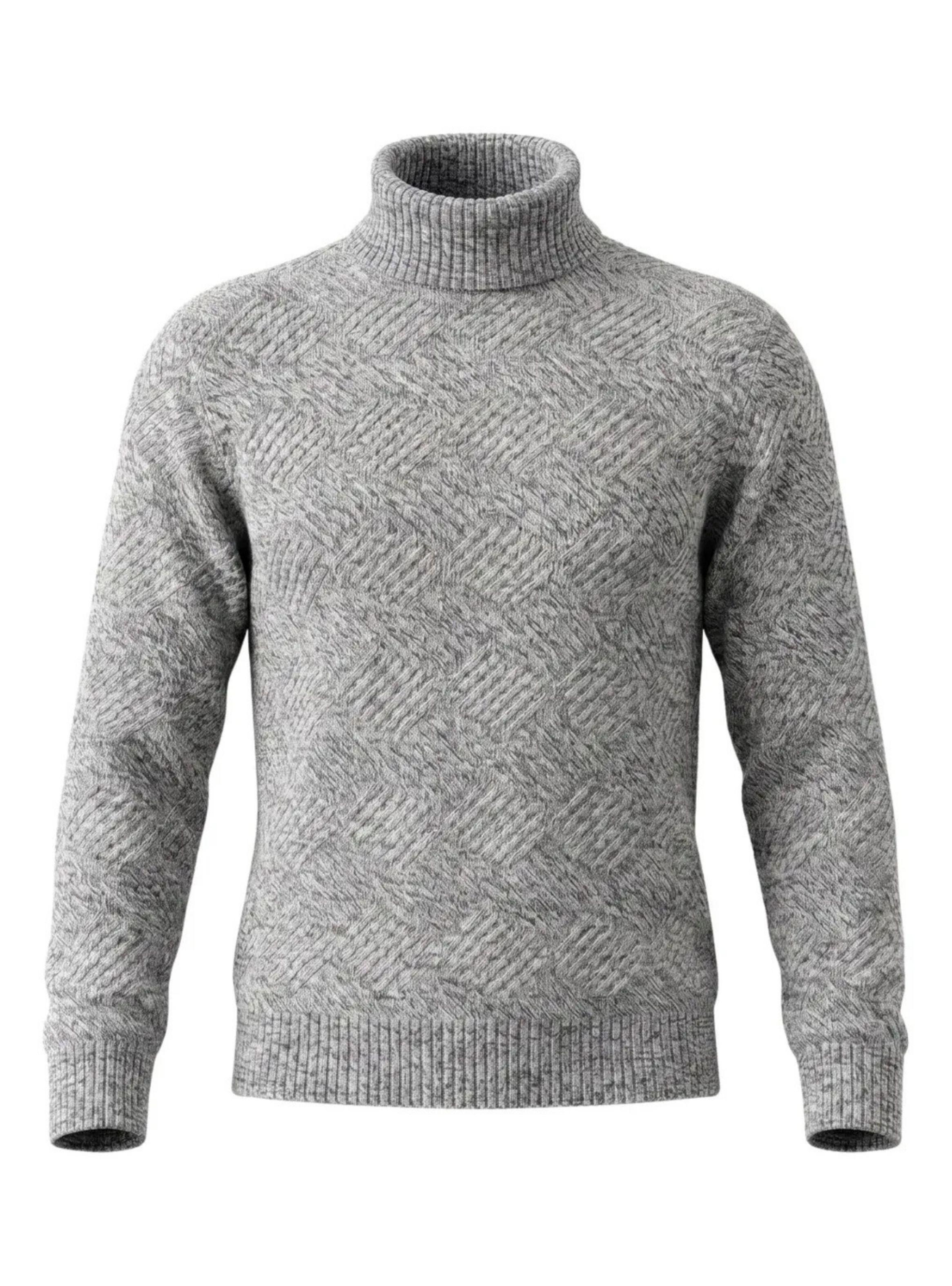 Sweater Hombre Cuello Alto Tejido De Lana Premium Elegante 7206-4