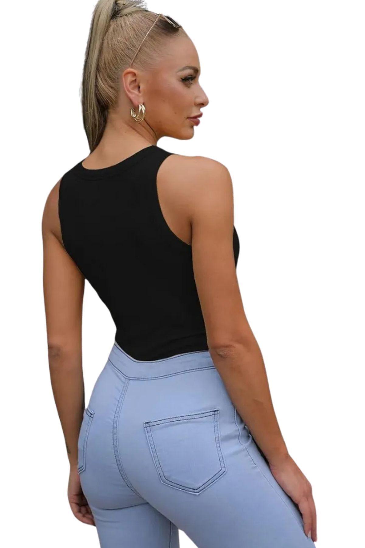 Top Acanalado. Camiseta Sin Mangas Mujer, Polera Básica. 001-2